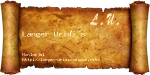 Langer Uriás névjegykártya